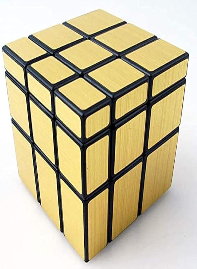 Brushed mirror three-order mirror rubik cube shaped toy-black-gold