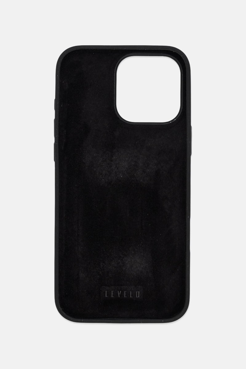 LEVELO iPhone 16 Pro Max Morphix Silicone Case With Leather Grip, Black - Image 3