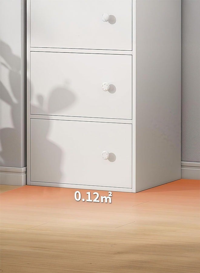 LEDIN Bookcase living room wall cabinet with door bedroom storage cabinet modern minimalist office simple floor-to-ceiling bookshelf (White, 40x30x153cm) - Image 5