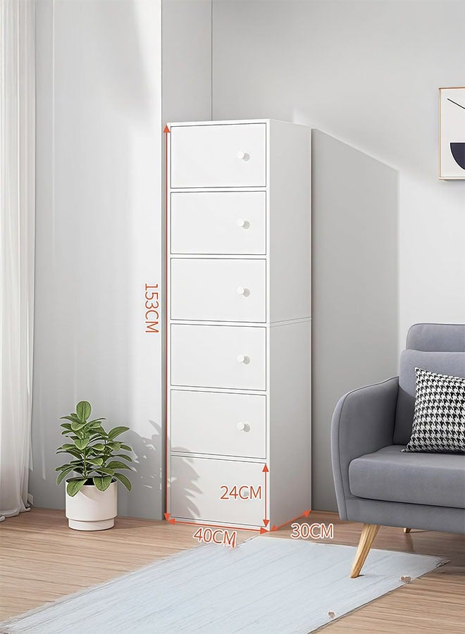 LEDIN Bookcase living room wall cabinet with door bedroom storage cabinet modern minimalist office simple floor-to-ceiling bookshelf (White, 40x30x153cm) - Image 2