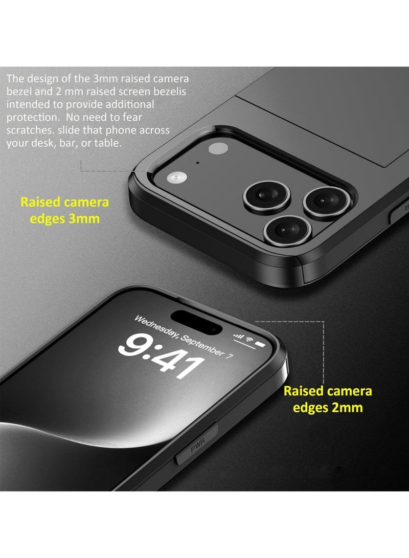 PULUZ for iPhone 17 Pro Max Case with Credit Card Holder [Stores 2 Cards], Wallet Case Slide Cover Dual Layer Hard PC Rubber Cover Phone Case for iPhone 17 Pro Max 6.9 - Image 5