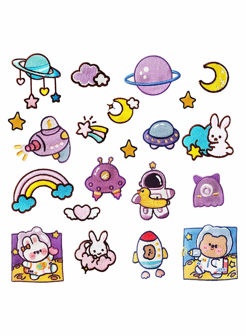 Luckam 21 Pcs Iron On Patches for Clothing Planetary Astronaut Embroidered Patches Decoration DIY Craft Patches Sew On Iron On Patches Applique for Clothes Dress Pants Hats Jeans Backpacks - Image 5