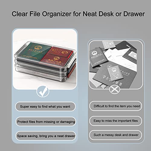PeoTRIOL Clear File Storage Box with Lids, A4 Storage Box for 8"x11" Paper, Plastic A4 Container, Stackable Magazine File A4 Paper Project Case Bins, Desk Organizer Office Invoice Document - Image 3