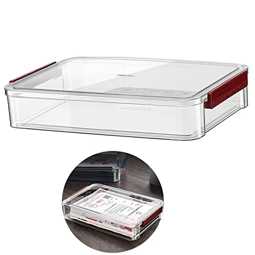 PeoTRIOL Clear File Storage Box with Lids, A4 Storage Box for 8"x11" Paper, Plastic A4 Container, Stackable Magazine File A4 Paper Project Case Bins, Desk Organizer Office Invoice Document - Image 1