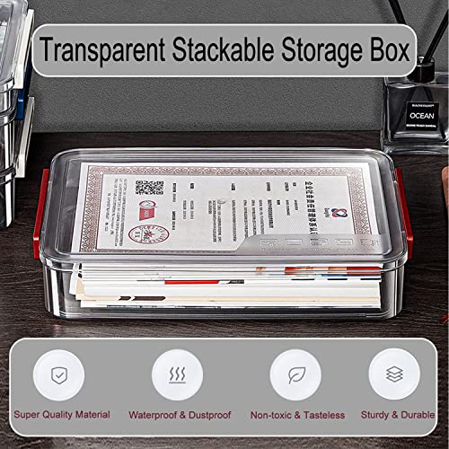 PeoTRIOL Clear File Storage Box with Lids, A4 Storage Box for 8"x11" Paper, Plastic A4 Container, Stackable Magazine File A4 Paper Project Case Bins, Desk Organizer Office Invoice Document - Image 5