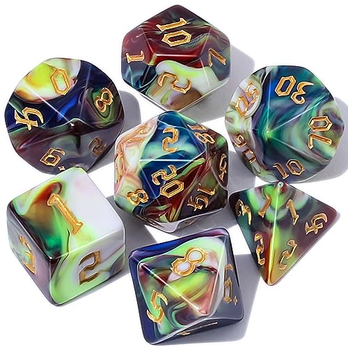 QMAY DND Dice Set Polyhedral Dice Blue Mix Blood red 7 Pcs for Dungeon and Dragons DD RPG Role Playing Games Dice with Dice Bag - Image 1