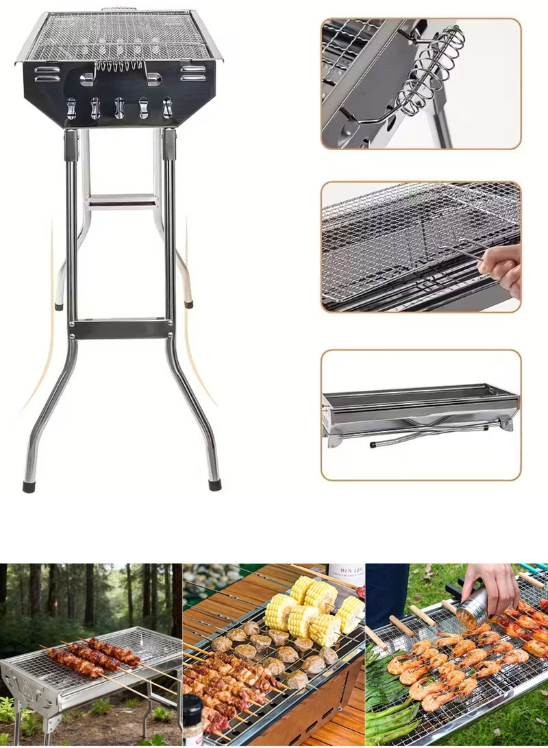 EFFIE 7-in-1 Multi-Purpose Stainless Steel Folding Grill Set with 2 Baking Nets and 2 Charcoal Grates, No Assembly Required - Portable Outdoor Camping BBQ Stove - Image 4