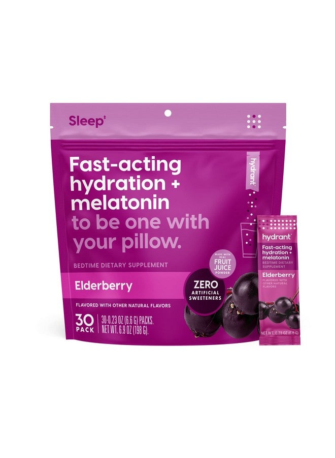 Hydrant Sleep, Individual Hydrating Rest and Recovery Powder Stick Packets with a Blend of Melatonin, L-Theanine, Magnesium, & Chamomile (Elderberry, 30 Pack) - Image 1
