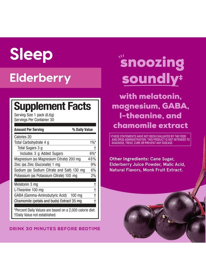 Hydrant Sleep, Individual Hydrating Rest and Recovery Powder Stick Packets with a Blend of Melatonin, L-Theanine, Magnesium, & Chamomile (Elderberry, 30 Pack) - Image 2