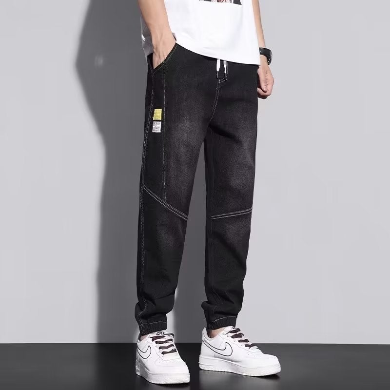 Mens Spring Autumn Cargo Jeans Loose Harlan Casual Pants Blue  - Image 4