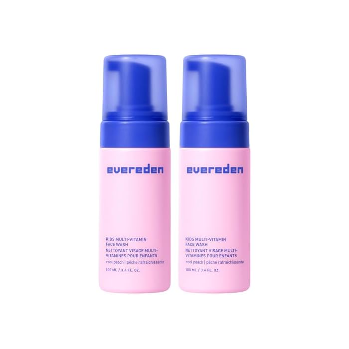 Evereden Kids Face Wash: Cool Peach, 3.4 fl oz. | Gentle Skin Care | Non-toxic and Clean Ingredients | Multi-Vitamin Skin Care for Kids | Pack of 2