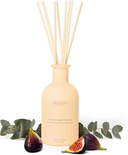 Benevolence LA معطر هواء بينيفولنس LA للمنزل - الأوكالبتوس والتين وخشب الصندل - ديكور أنيق للحمام - معطر برائحة مع أعواد للحمام - مجموعة ماليبو ساندز - Image 1