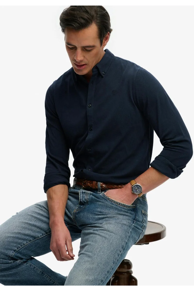 Superdry Vintage Destroy Pique Long Sleeve Shirt