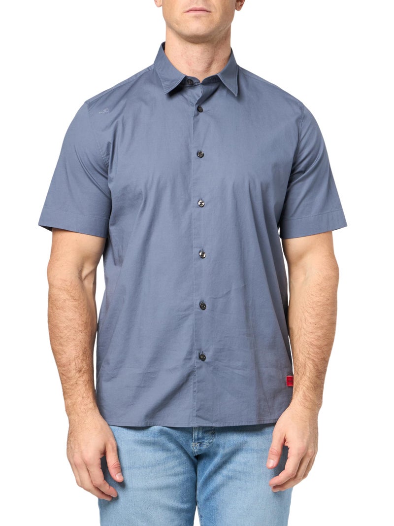 HUGO Basic Cotton Stretch Button Down Short Sleeve Shirt