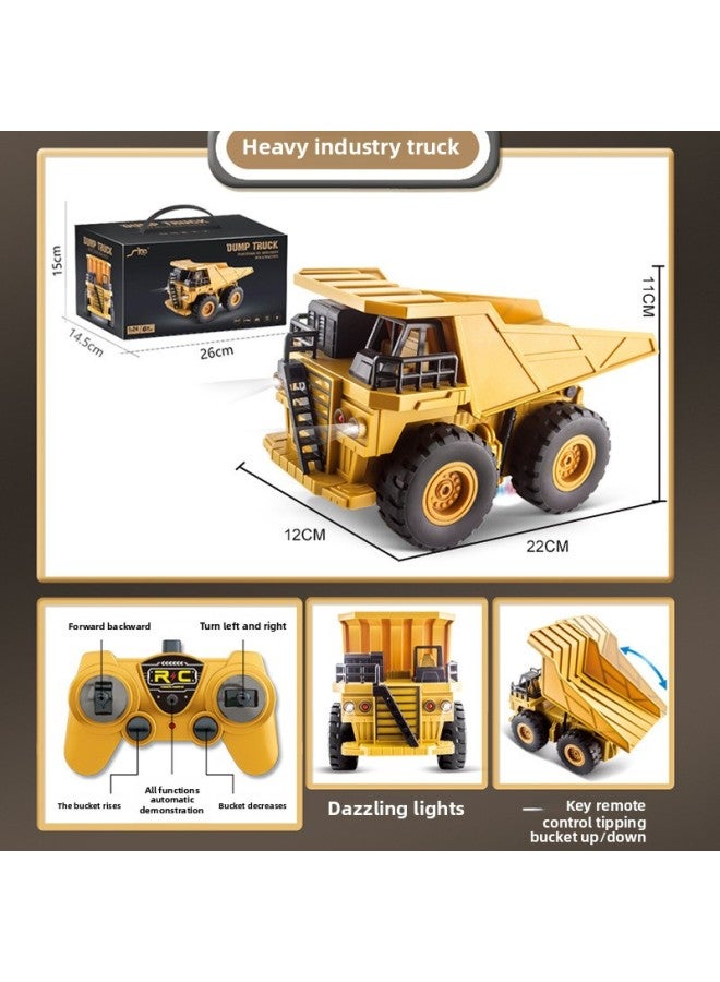 Children's Oversized Remote Control Excavator Rechargeable Remote Control Electric Engineering Vehicle Digging Outdoor Boy Gift-Color:Qh300-6d Frequency Crossover Engineering Single-layer Tow Inertia Drum Truck - Image 3