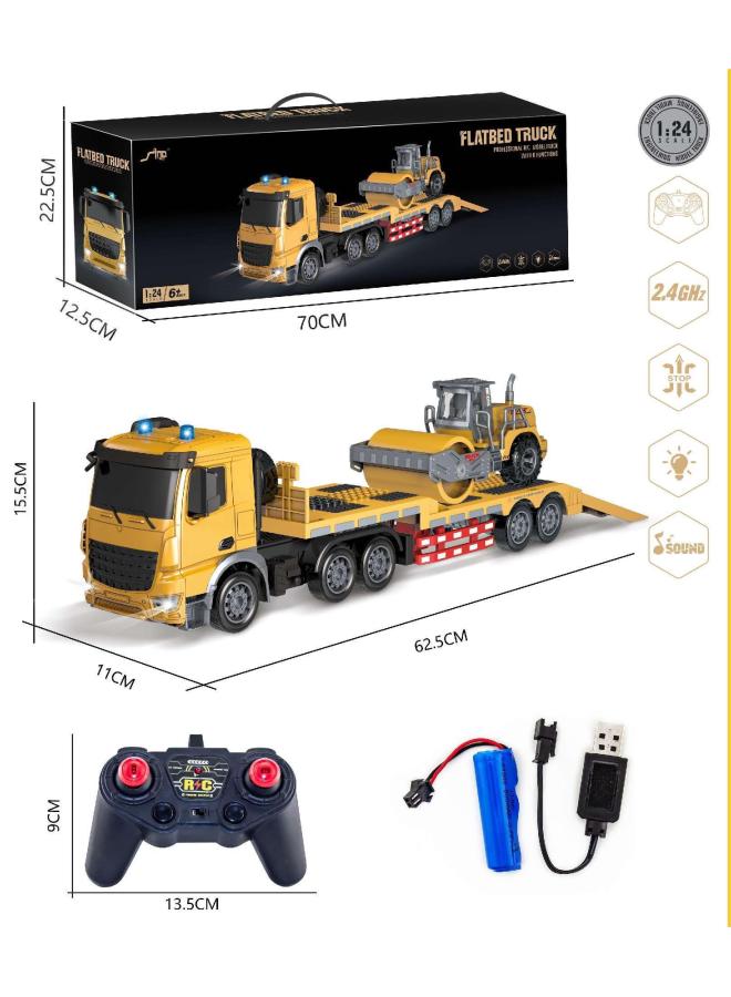 Children's Oversized Remote Control Excavator Rechargeable Remote Control Electric Engineering Vehicle Digging Outdoor Boy Gift-Color:Qh300-6d Frequency Crossover Engineering Single-layer Tow Inertia Drum Truck - Image 1