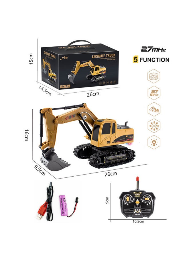 Children's Oversized Remote Control Excavator Rechargeable Remote Control Electric Engineering Vehicle Digging Outdoor Boy Gift-Color:Qh300-6d Frequency Crossover Engineering Single-layer Tow Inertia Drum Truck - Image 2