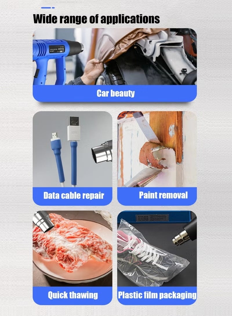 Electric Heat Gun 220 V Corded Manual Shrink Wrap Heat Gun Machine And Hot Air Adjustable Machine For Shrink Wrapping Soldering Paint Stripping  - Image 2