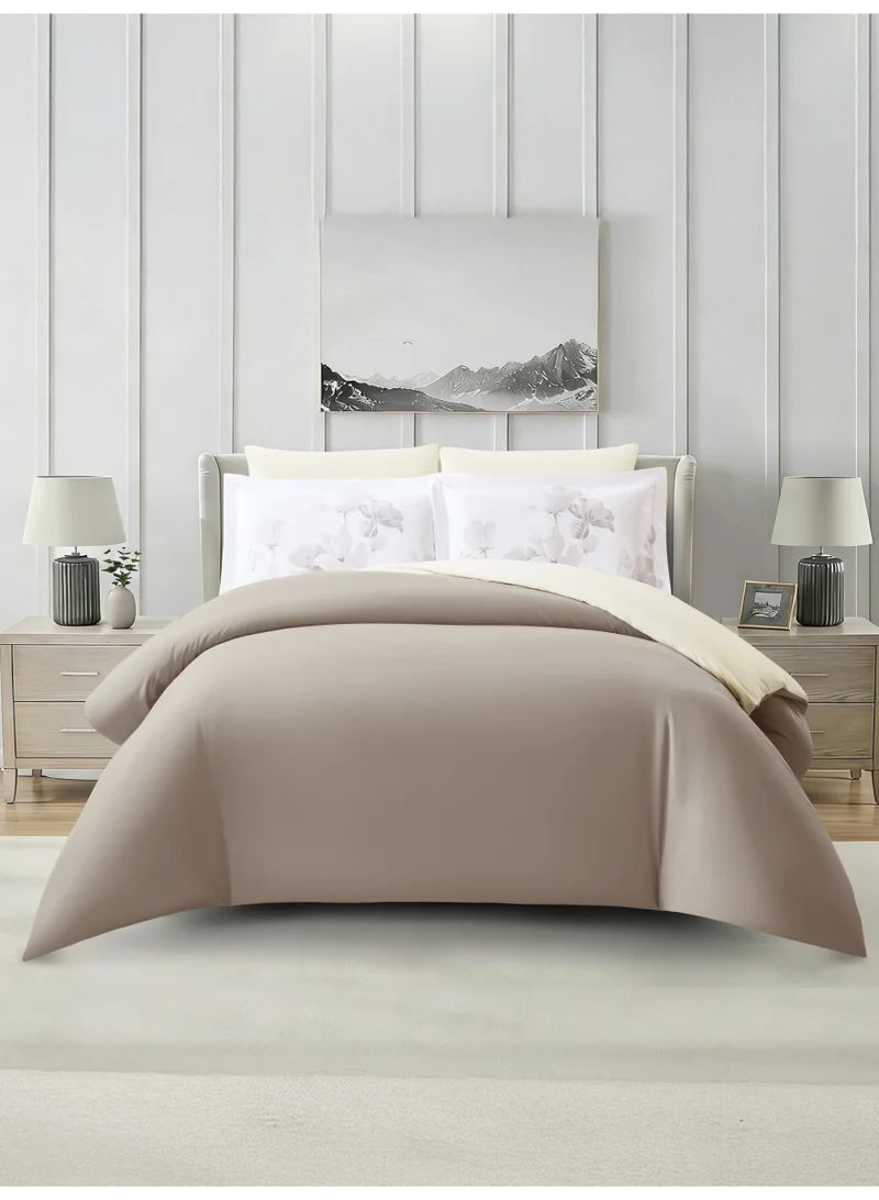 Solid Duvet Cover Set, Fits 200 × 200 cm Bed, King Size 6-Piece Set, With Digitally Printed Pillow Shams, Brushed Microfiber Without Duvet Filler.