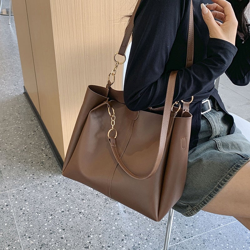 2023 Autumn New Bag Women'S Fashion Simple Shoulder Bag Niche Western Style 2-Piece Casual Fashion Tote Bag - Image 4