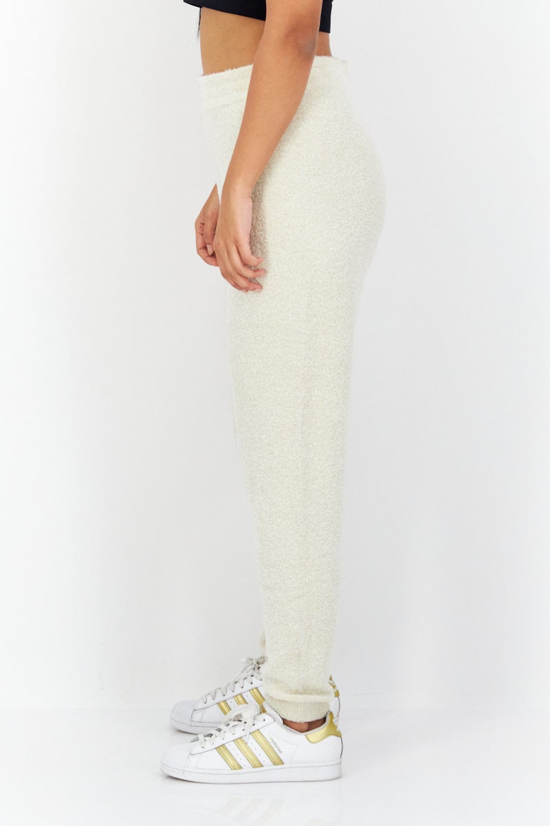 GUESS Women Regular Fit Brand Logo Pull-On Sweatpants, Beige - Image 3