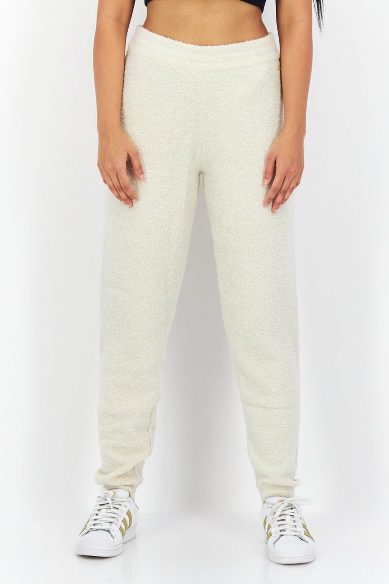 GUESS Women Regular Fit Brand Logo Pull-On Sweatpants, Beige - Image 1