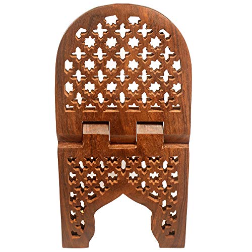 Classical Youth ABW Folding Hand-Crafted Jaali Design Book Stand/Holder/Rest/Keep for Home/Work Space/Religious Places (Rosewood, Brown, 15 Inches) - Image 4