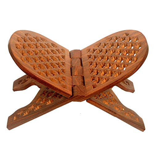 Classical Youth ABW Folding Hand-Crafted Jaali Design Book Stand/Holder/Rest/Keep for Home/Work Space/Religious Places (Rosewood, Brown, 15 Inches) - Image 1