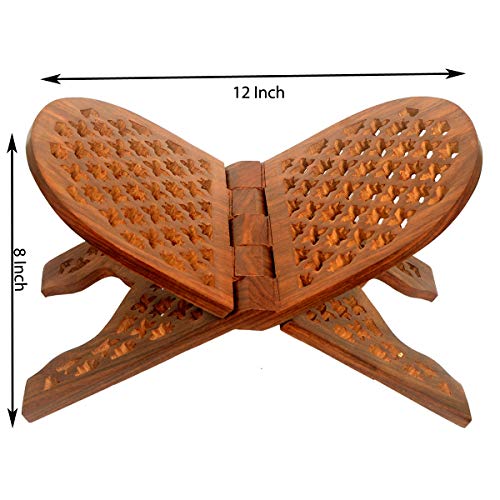 Classical Youth ABW Folding Hand-Crafted Jaali Design Book Stand/Holder/Rest/Keep for Home/Work Space/Religious Places (Rosewood, Brown, 15 Inches) - Image 3