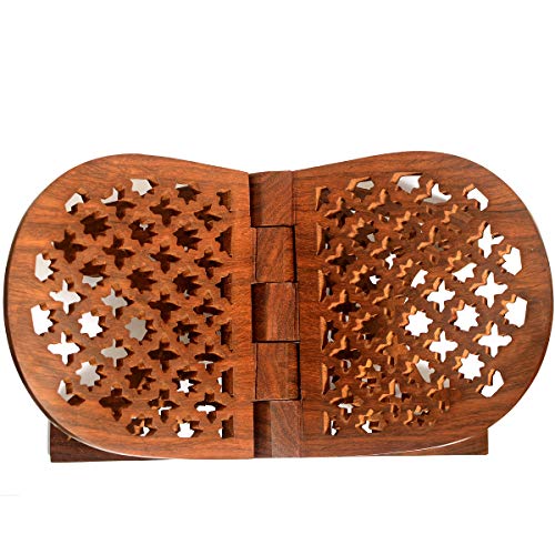 Classical Youth ABW Folding Hand-Crafted Jaali Design Book Stand/Holder/Rest/Keep for Home/Work Space/Religious Places (Rosewood, Brown, 15 Inches) - Image 5