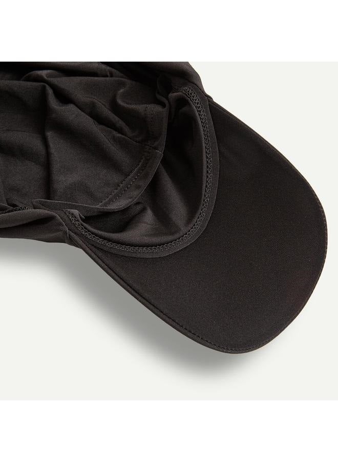 حجاب مع قبعة للنساء قابل للتعديل ناعم طويل تحت وشاح قبعات البيسبول أغطية رأس إسلامية باللون الأسود - Image 3