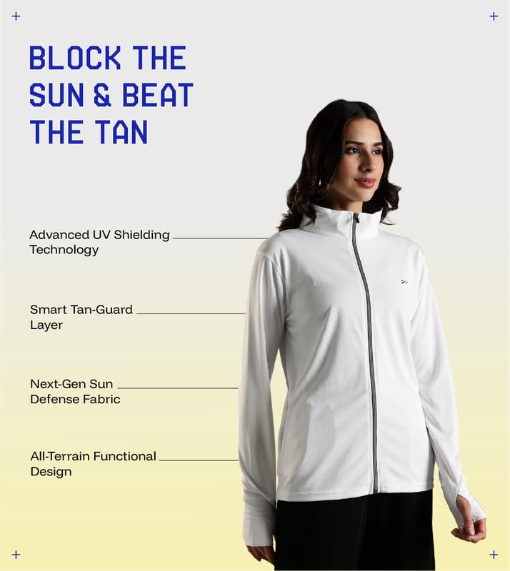 BLUE TYGA SUNSCREEN JACKET Women's Travel Nylon Solid Plain Sports Summer Gym Workout Running Travel Trekking and Sunscreen Jacket for Women Nylon Winter Casual Wear - Image 3