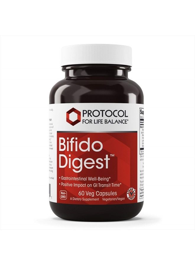 Protocol For Life Balance Bifido Digest - Supports Gastrointestinal Well-Being and Transit Time, Immune System Support, Colon Health Support - 60 Veg Capsules - Image 1