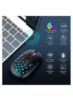 SYOSI Wireless Gaming Mouse Portable Computer Mouse Cellular Housing Replaceable LED Color Ergonomic Optical Gaming Mouse  - Image 4