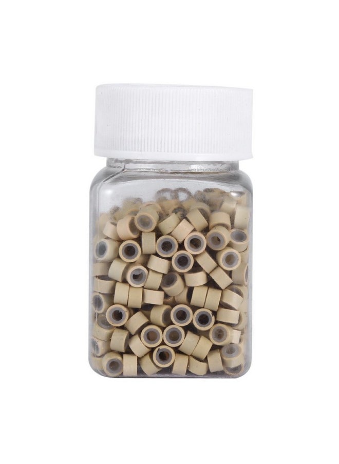 Semme - 500Pcs/Bottle Hair Extension Ring 5Mm Silicone Lined Micro Link Ring Beads Loops For Human Hair Extension 5 Colors (Blonde) - Image 1