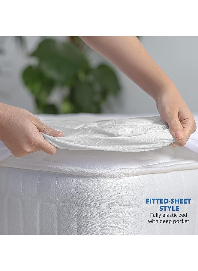 Somerfield Somer Field - Quilted Fitted Stretchable Mattress Pad - All Side Elastic Deep Pocket - Hypoallergenic - Machine Washable Mattress Topper - White (180 X 200+30 CM)  - Image 2