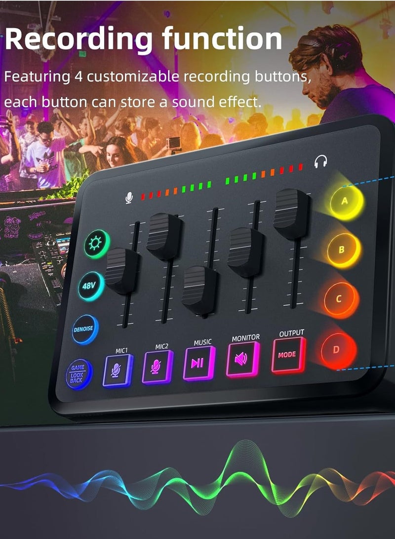 Generic Professional audio mixer K300 live sound card and audio interface sound card with a wide range of DJ mixing effects vocoder and LED lights ideal for streaming/podcasting/gaming/recording/YouTube/PC - Image 2