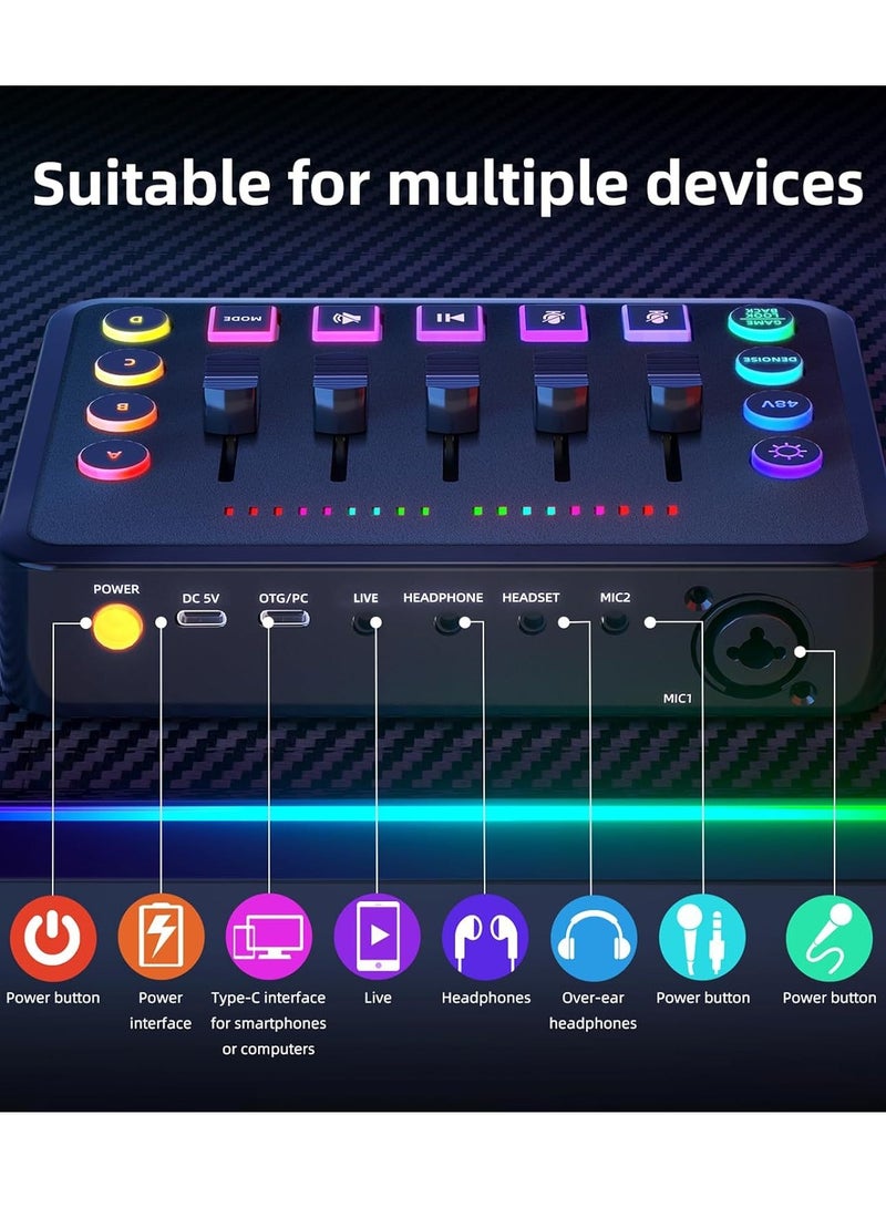 Generic Professional audio mixer K300 live sound card and audio interface sound card with a wide range of DJ mixing effects vocoder and LED lights ideal for streaming/podcasting/gaming/recording/YouTube/PC - Image 3
