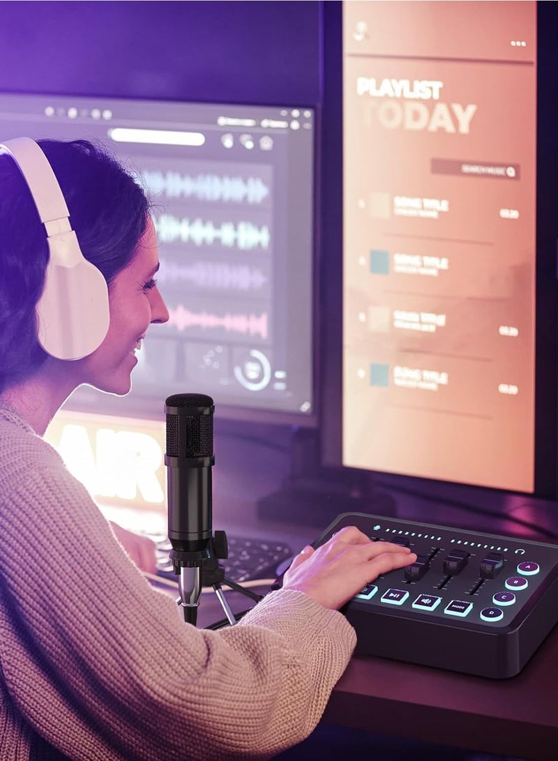 Generic Professional audio mixer K300 live sound card and audio interface sound card with a wide range of DJ mixing effects vocoder and LED lights ideal for streaming/podcasting/gaming/recording/YouTube/PC - Image 5