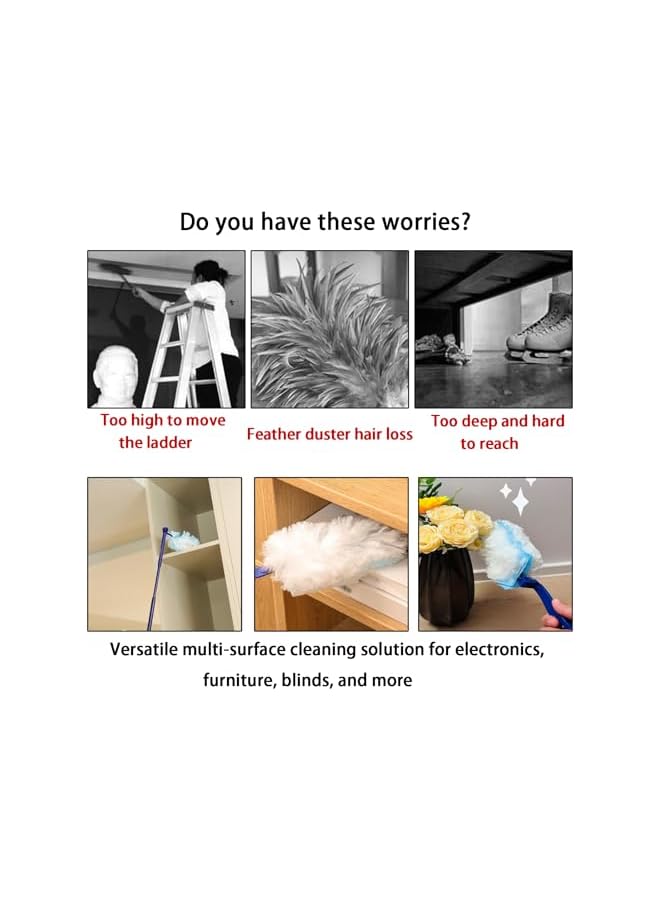 promass Electrostatic Duster Kit with Long & Short Handles | Heavy Duty Extender | 20 Refills | Dusting Made Effortless - Image 3