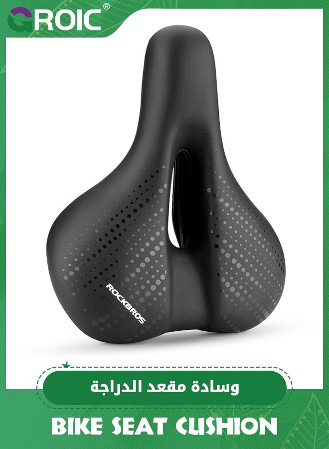 GROIC Bike Seat for Men Women Comfort Wide Gel Bike Seat Replacement,Breathable Waterproof Padded Bicycle Saddle, Compatible with Cruiser/Mountain/Fat Bikes - Image 1
