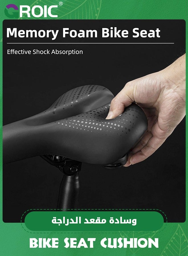 GROIC Bike Seat for Men Women Comfort Wide Gel Bike Seat Replacement,Breathable Waterproof Padded Bicycle Saddle, Compatible with Cruiser/Mountain/Fat Bikes - Image 3