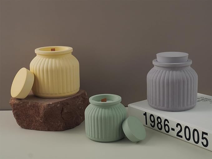 Keshav Creations Keshav Creations Storage Box Resin Molds I Concrete Round Stripe Silicone Casting Mould with Lid I for DIY Handmade Candles Necklace Earring Art Crafts Jewelry Ring Trinket Container Flower Pot  - Image 5