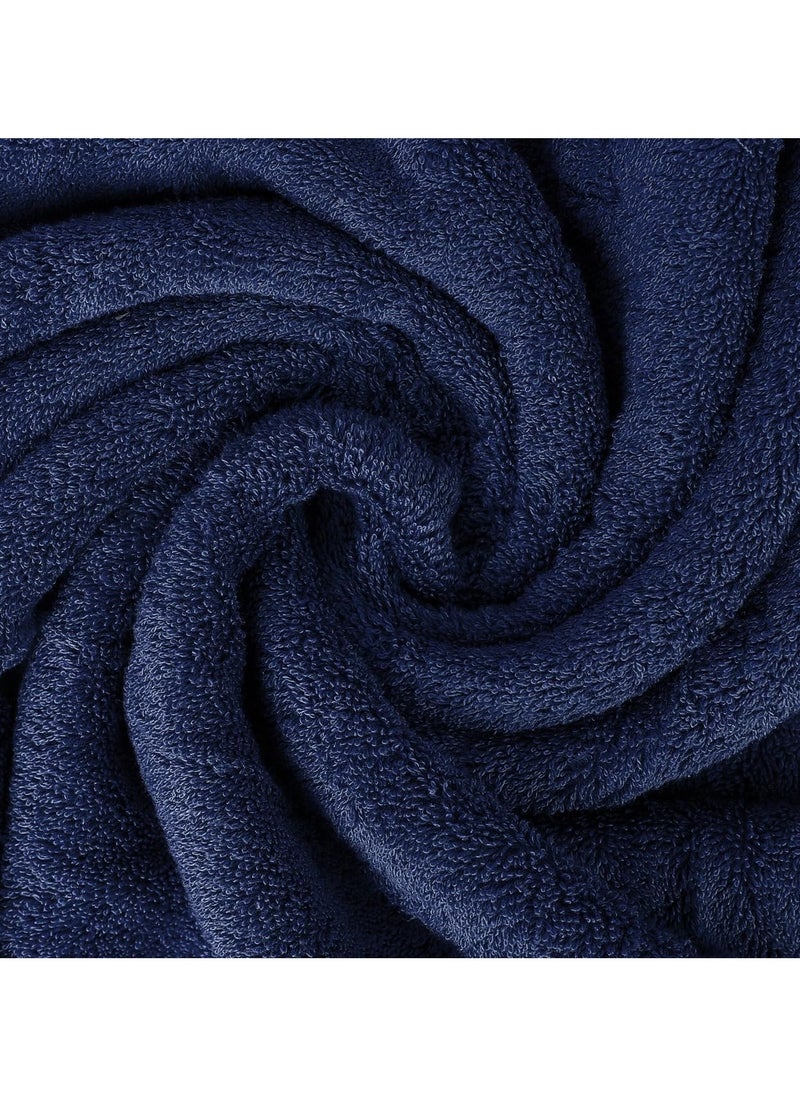 Generic - TOWELS, Set of 04 Pcs Value Pack Regular Usage Towels 80x140 cm Approximate, 450 GSM Premium Terry Cotton Highly, Absorbent, Beach Towel Large and Gym Towels, Shower and Home (NAVY) - Image 1