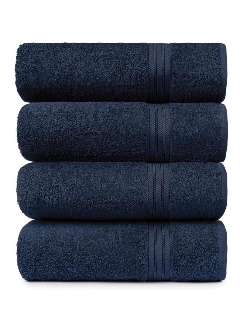 Generic - TOWELS, Set of 04 Pcs Value Pack Regular Usage Towels 80x140 cm Approximate, 450 GSM Premium Terry Cotton Highly, Absorbent, Beach Towel Large and Gym Towels, Shower and Home (NAVY) - Image 1