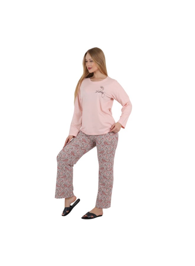 ZECOTEX Women's Cotton Pajama Set - Long Sleeve Top & Paisley Pants - M-3XL - Image 4