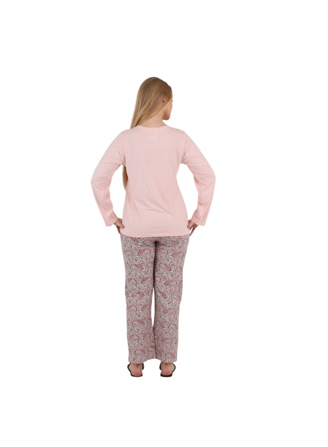 ZECOTEX Women's Cotton Pajama Set - Long Sleeve Top & Paisley Pants - M-3XL - Image 5