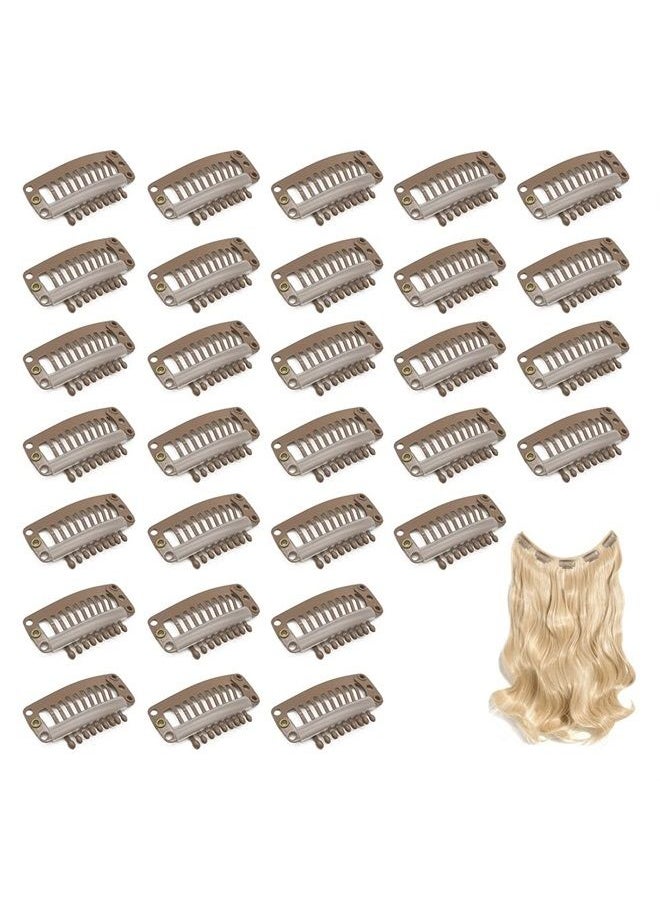Dreamlover Hair Extension Clips, Wig Clips to Secure Wig, Brown, 9 Teeth, 30 Pieces  - Image 1