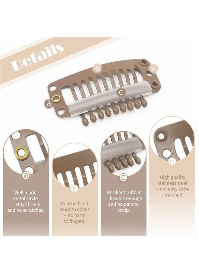 Dreamlover Hair Extension Clips, Wig Clips to Secure Wig, Brown, 9 Teeth, 30 Pieces  - Image 3