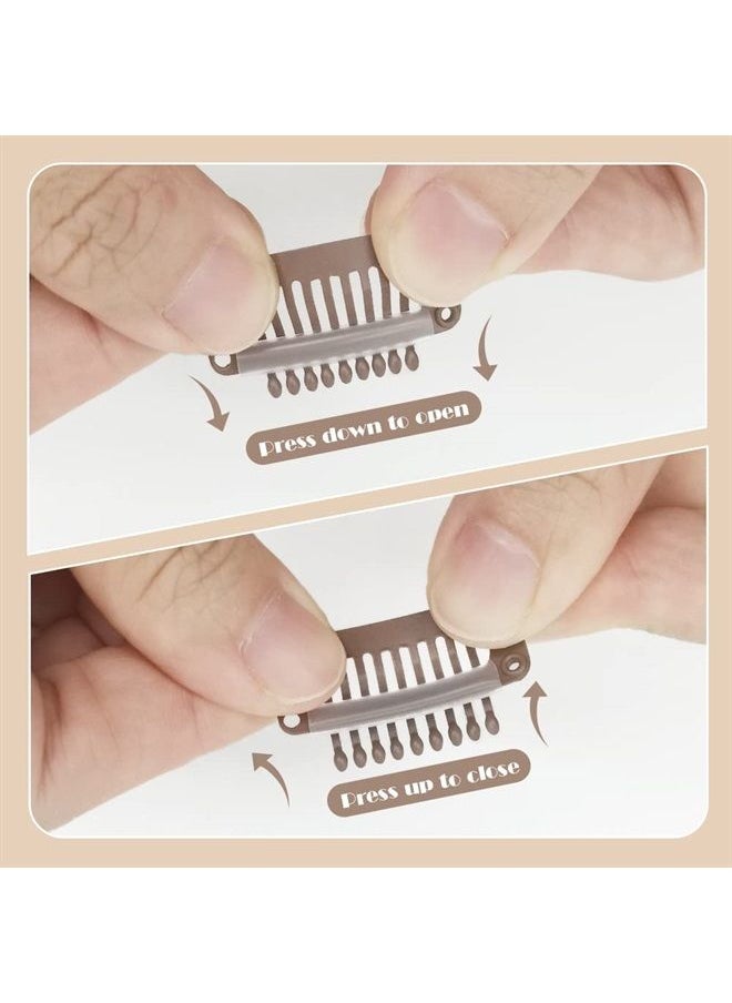 Dreamlover Hair Extension Clips, Wig Clips to Secure Wig, Brown, 9 Teeth, 30 Pieces  - Image 4